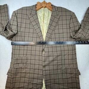 Sergio Valentino‎ Mens Blazer 48R Brown Plaid Super 150s Wool Italy